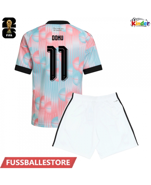 Günstige Belgien Jeremy Doku #11 Auswärts Trikotsatzt Kinder WM 2026 Kurzarm (+ Kurze Hosen)